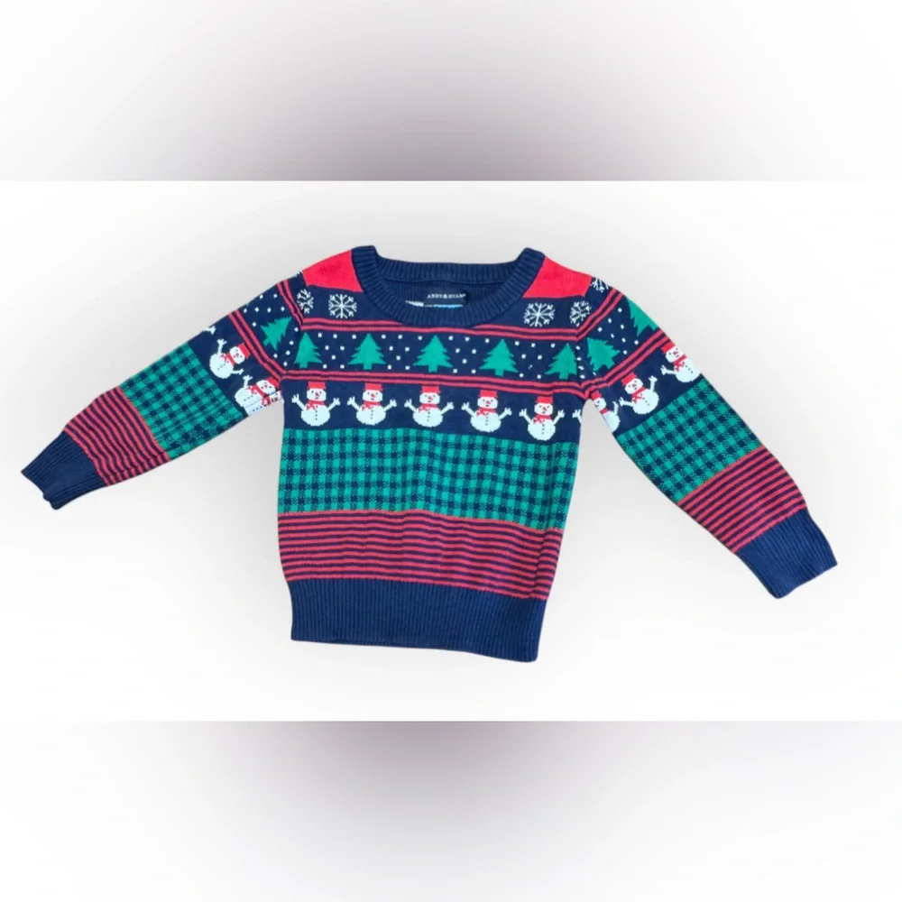 EUC ANDY & EVAN Christmas print sweater 2T cut smaller
